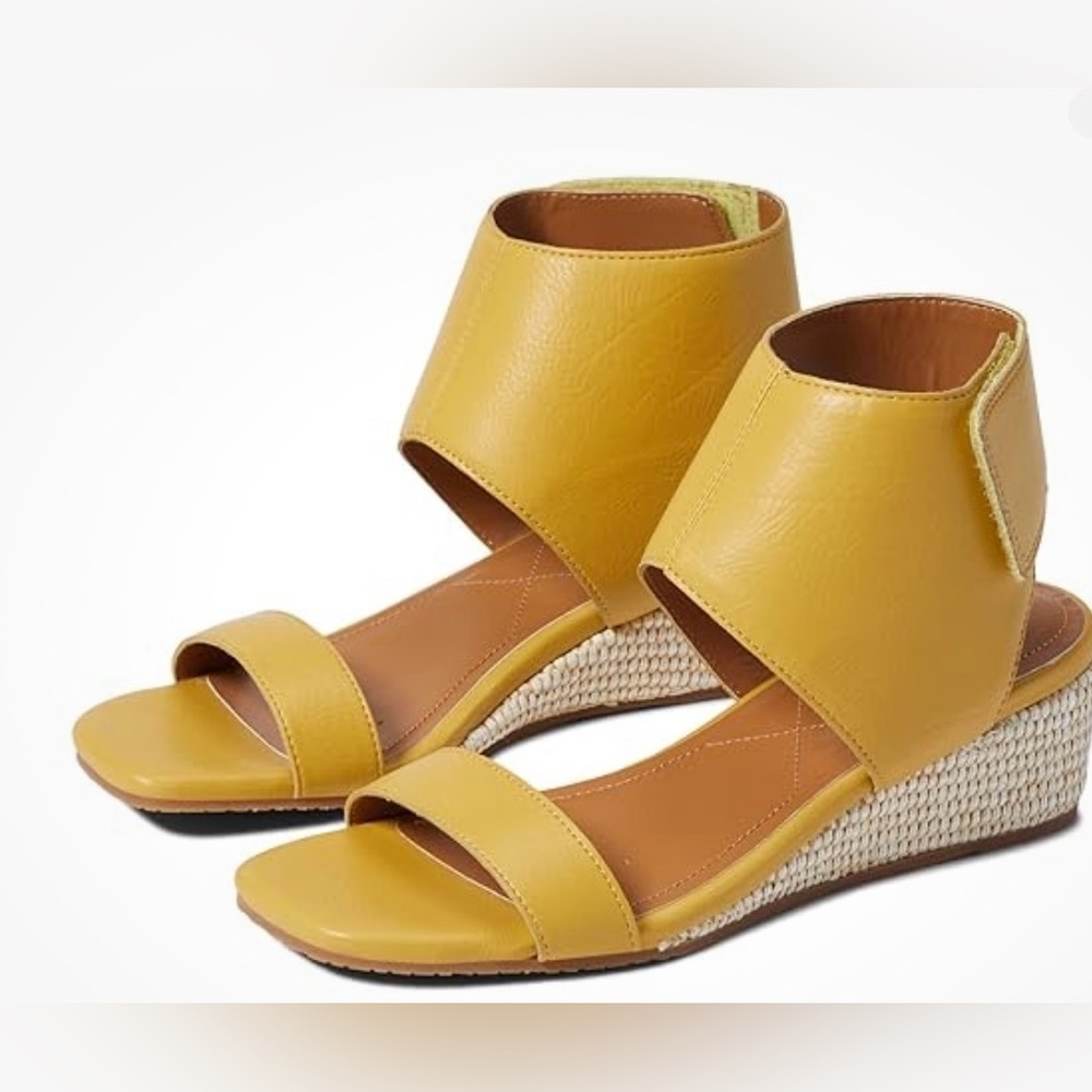 NYDJ Womens COSTA Faux Leather Open Toe Wedge Sandals‎ Shoes Size 6.5 New